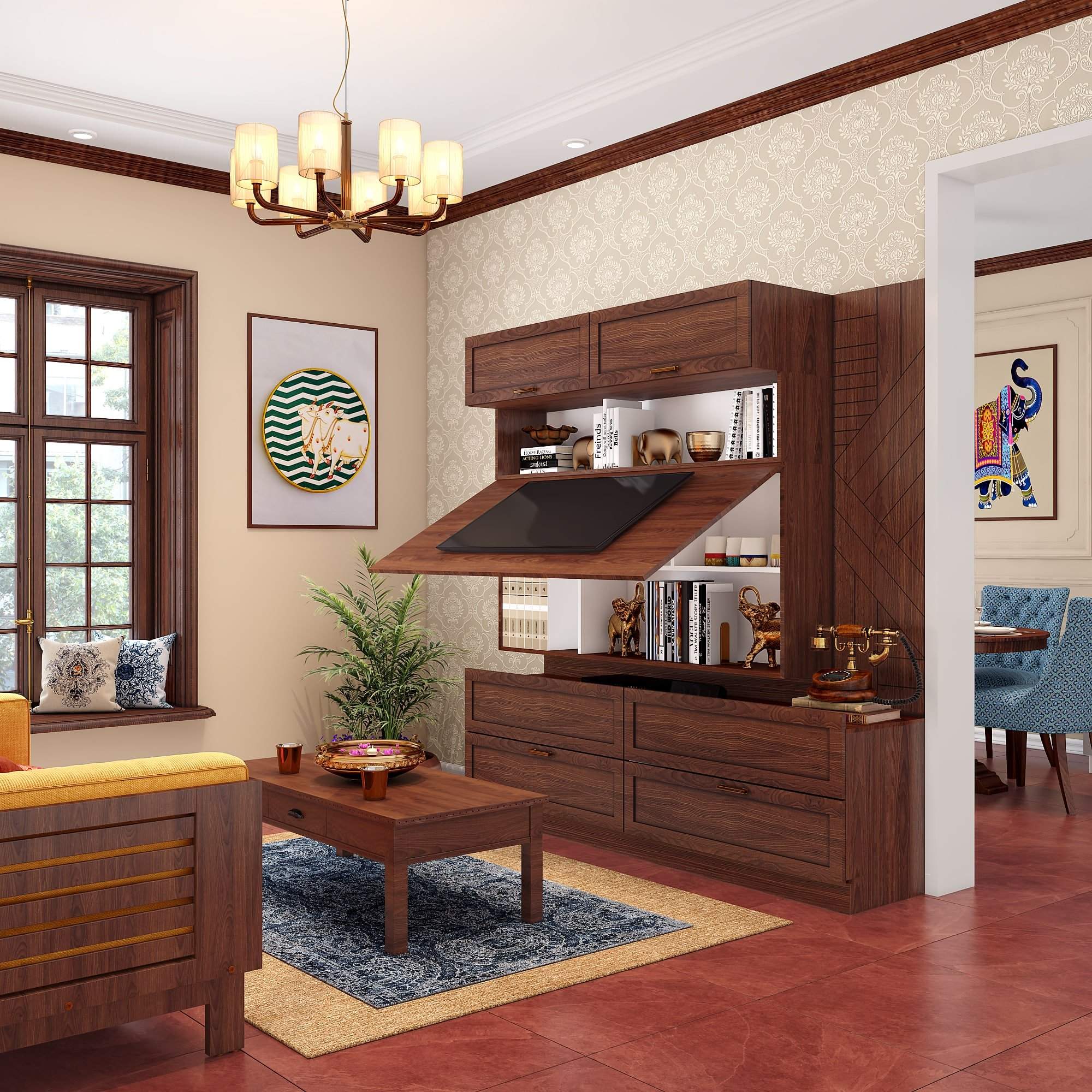 Best interior designers in Thoraipakkam, Chennai, designed a space-saving TV unit