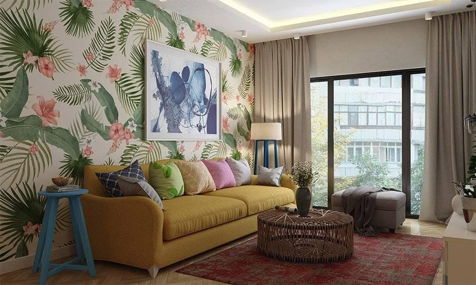 Living room in boho interior design style for your lazy weekends