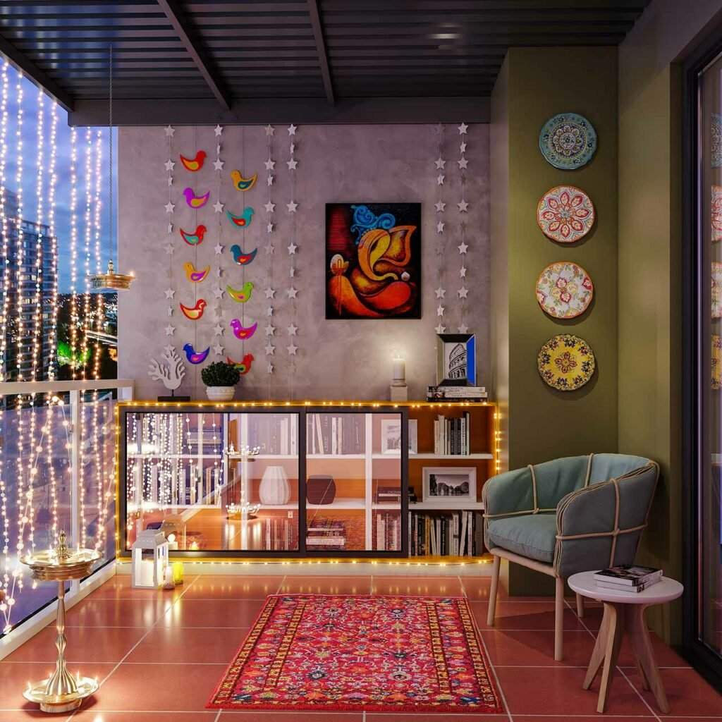 Decorate you wall for diwali using wall hanging crafts, lights, chandeliers and more using Design Cafe's Diwali Wall Decoration Ideas.