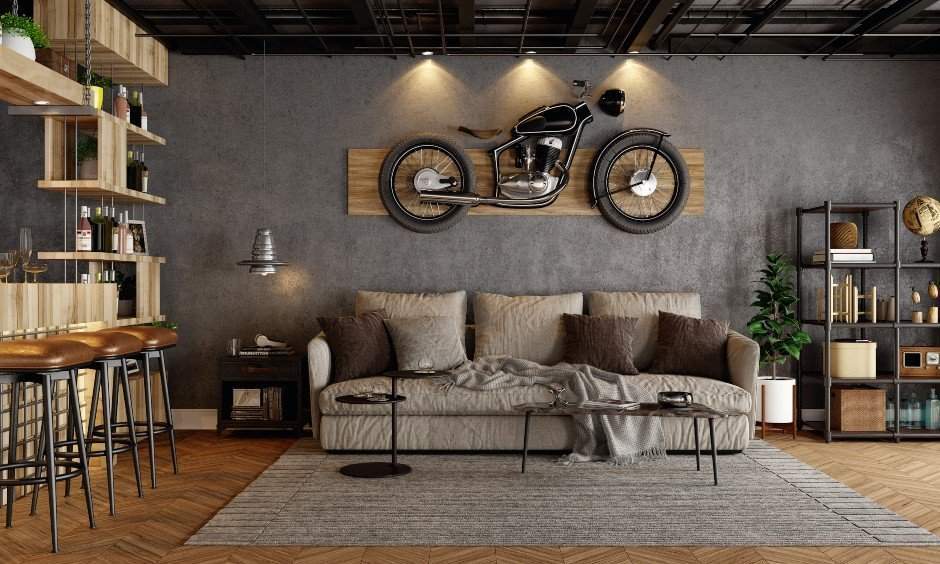 Drawing room design and decoration ideas using personalized wall designs and wallpaper designs in India.