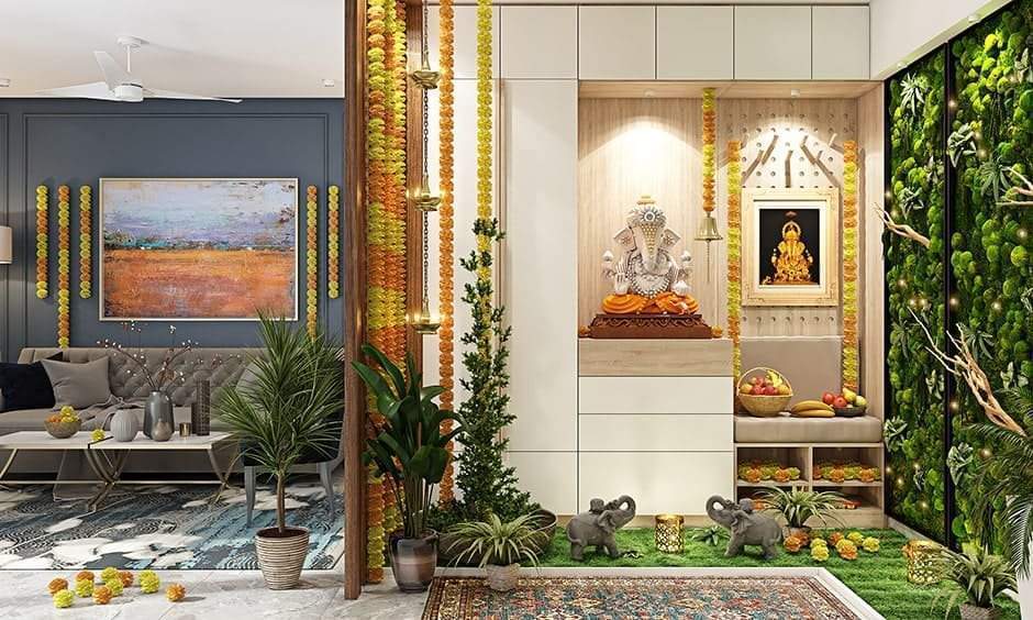 Nature-inspired ganesh chaturthi theme decoration