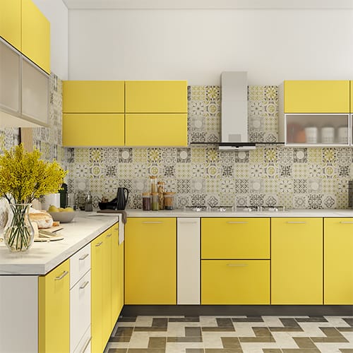 Home interior designers in Bangalore created l shaped kitchen