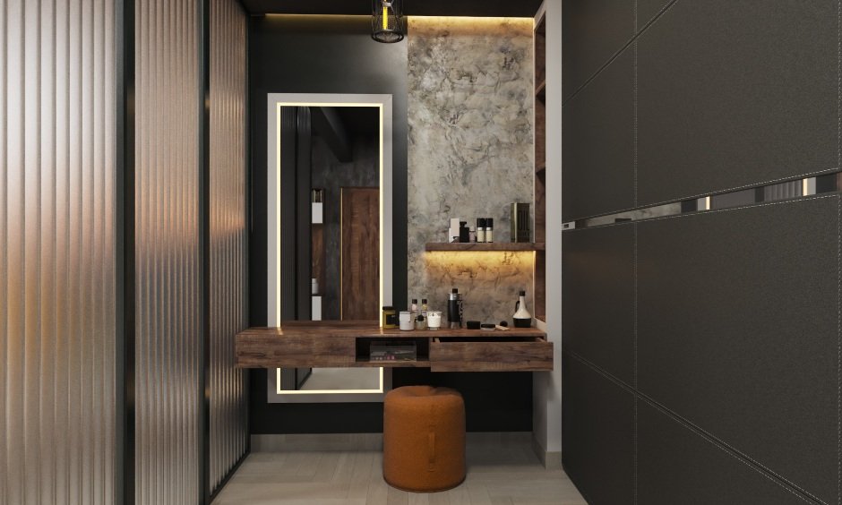 Industrial style bedroom interior design images with walk in dresser unit to your bedroom interior design