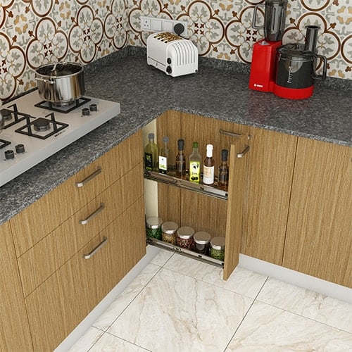Interior design company Noida designed kitchen with oil-pullout for space-saving