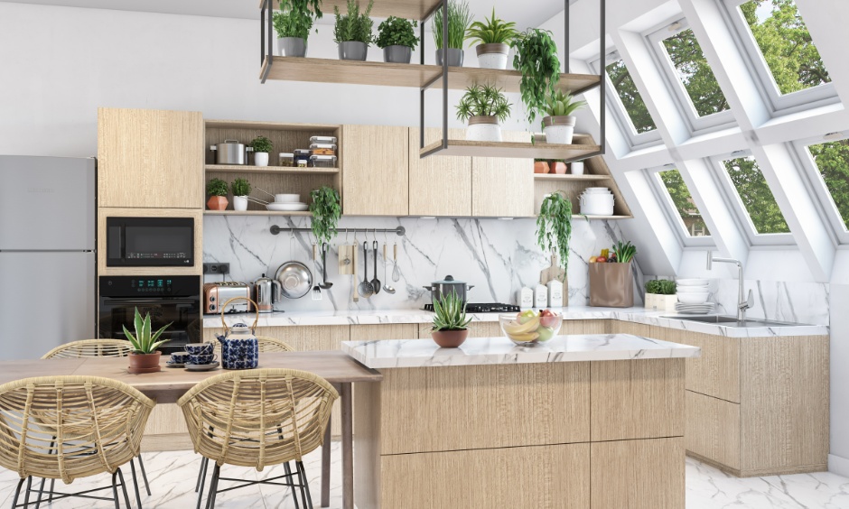 Top interior design trends 2026: smart tech, sustainable materials, calm colours, modern furniture.