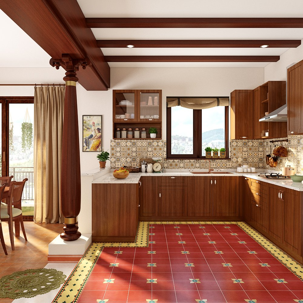 Kitchen interior designers in Anna Salai designed a u-shaped kitchen