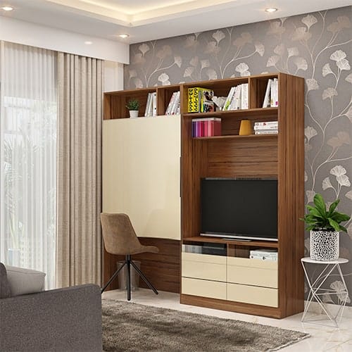 Interior designers in Gandhinagar designed a compact study cum tv unit