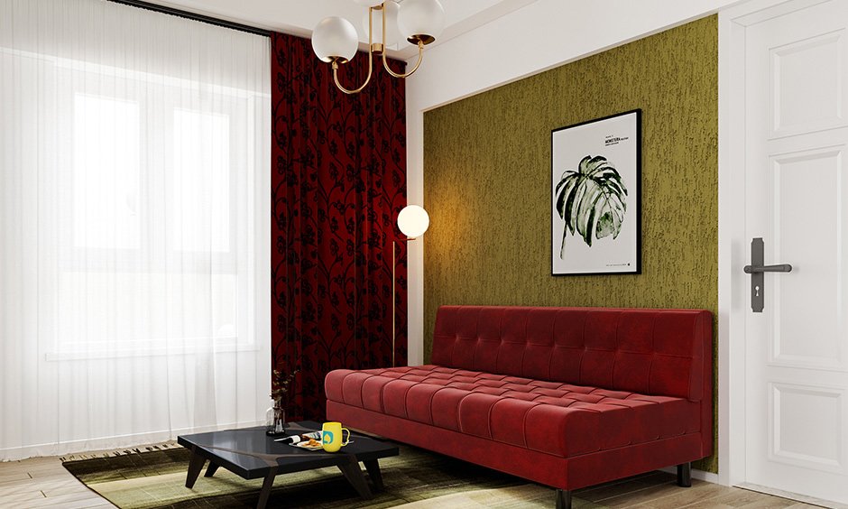 Kid-friendly living room with a futon bed furniture