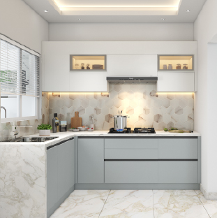 L shaped modular kitchen design for homes and apartments in Bhubaneswar
