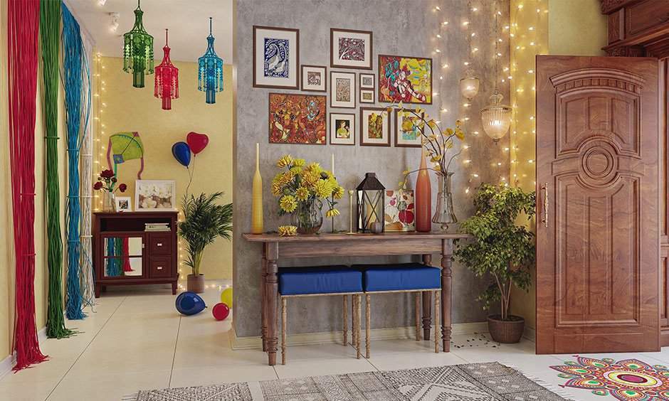 Lohri decoration ideas with Rangoli's and diyas