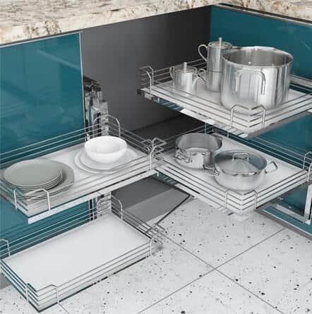 Magic pullout an innovative corner space utilisation, used by best interior designers in Koparkhairne