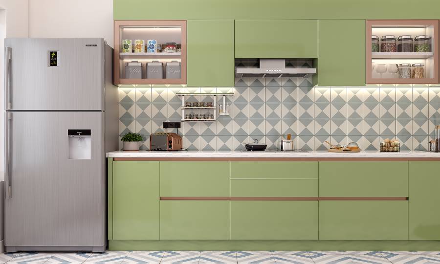 Laminate finish for modular kitchen cabinets