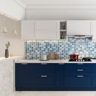 Modular kitchen in Noida, Uttar Pradesh featuring a straight-line layout for compact homes
