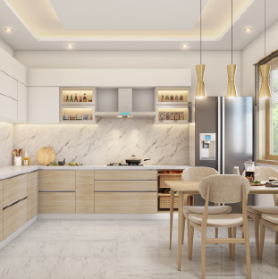 Open kitchen design for modern apartments in Bhubaneswar Salt Lake