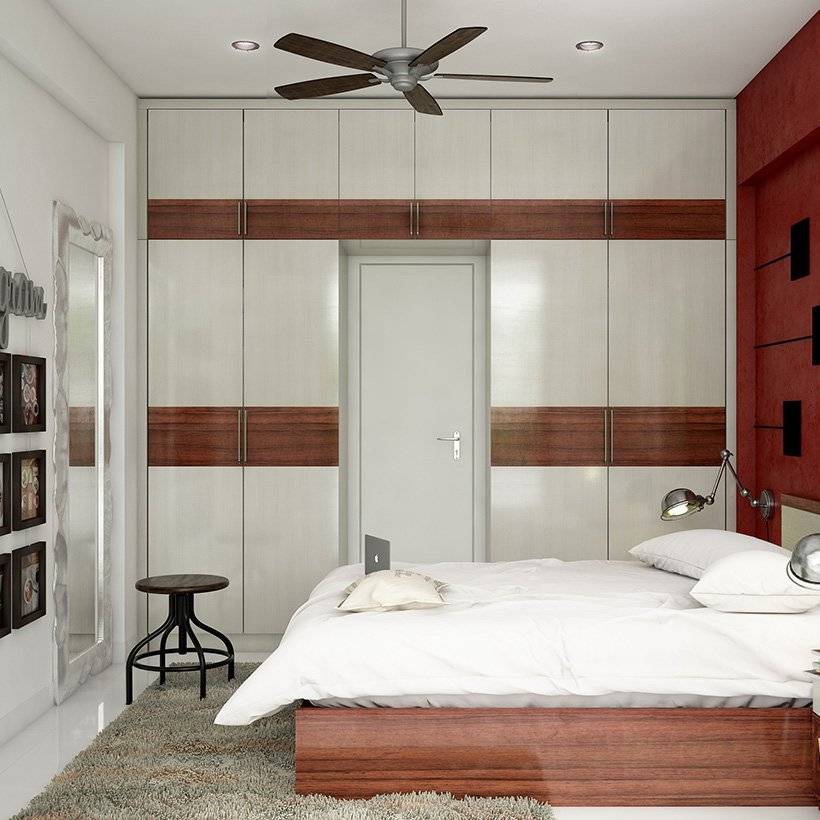Bedroom wall design by using photographs as bedroom wall art and full-length mirror next to your photograph