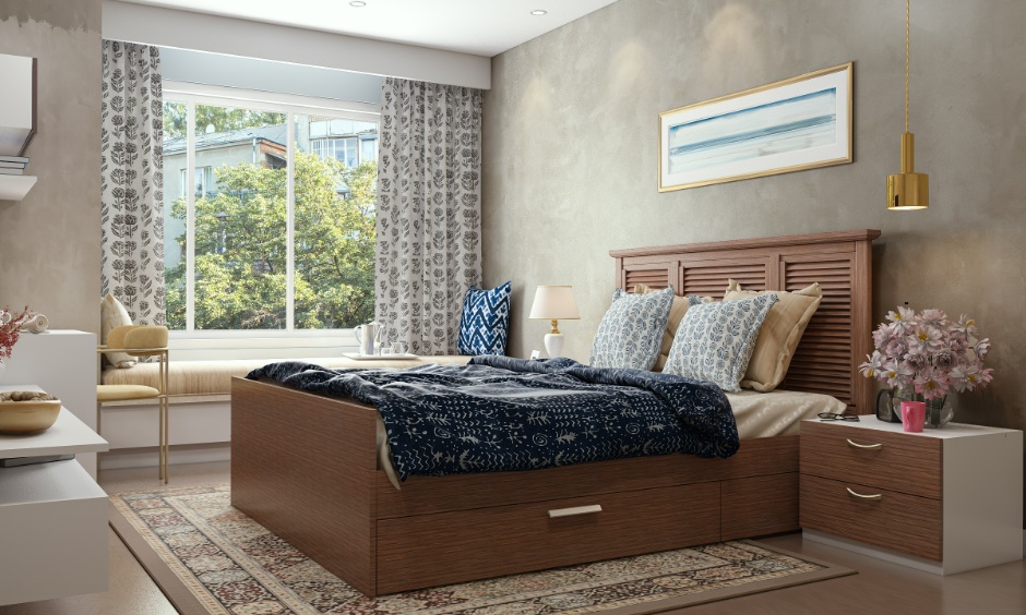 Maintenance and repair of a dark-stained plywood sunmica bed with storage