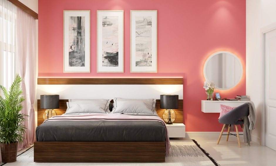 POP and wall colour combination with accent wall for balanced brightness in dark rooms