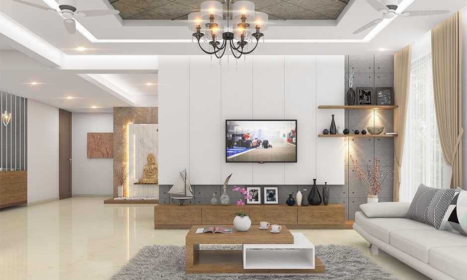 How To Accentuate POP Ceiling Design For Hall With 2 Fans