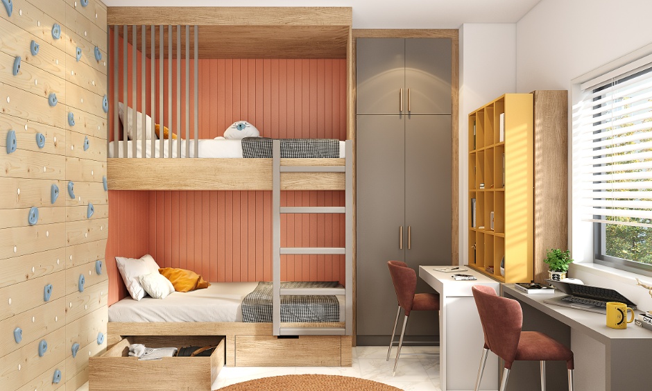 Simple kids' study room design, which is budget-friendly and increases productivity