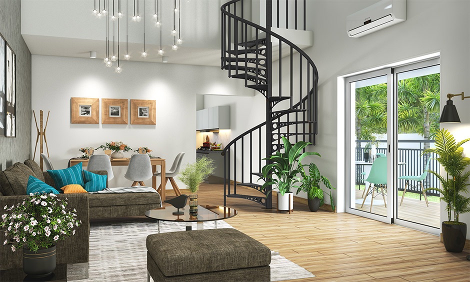 Compact spiral staircase showing common mistakes in simple staircase designs for homes like tight steps and layout