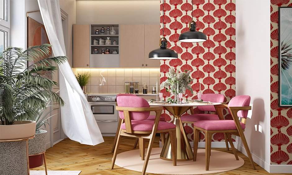 Small indian open kitchen with dining room