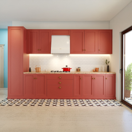 Straight kitchen design for small apartments in Navi Mumbai