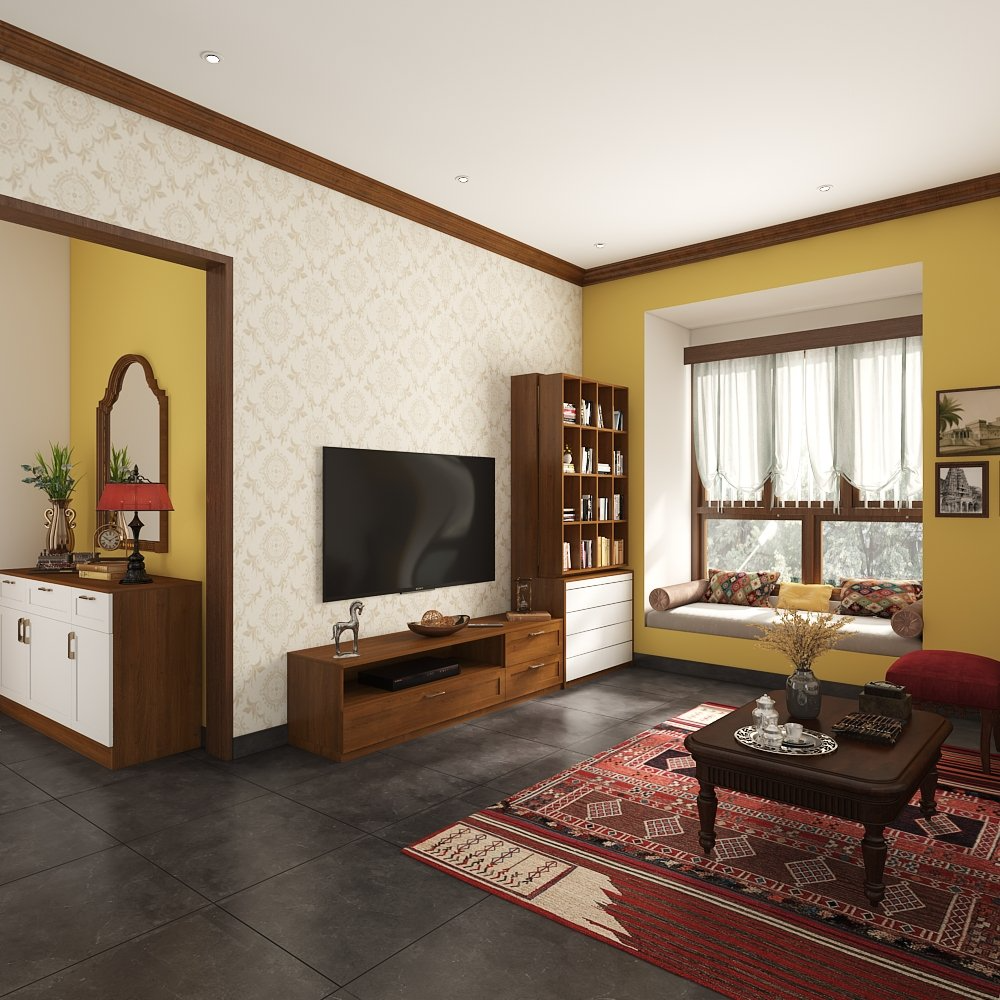 Top interior design company in Anna Salai Chennai designed a living room with TV unit