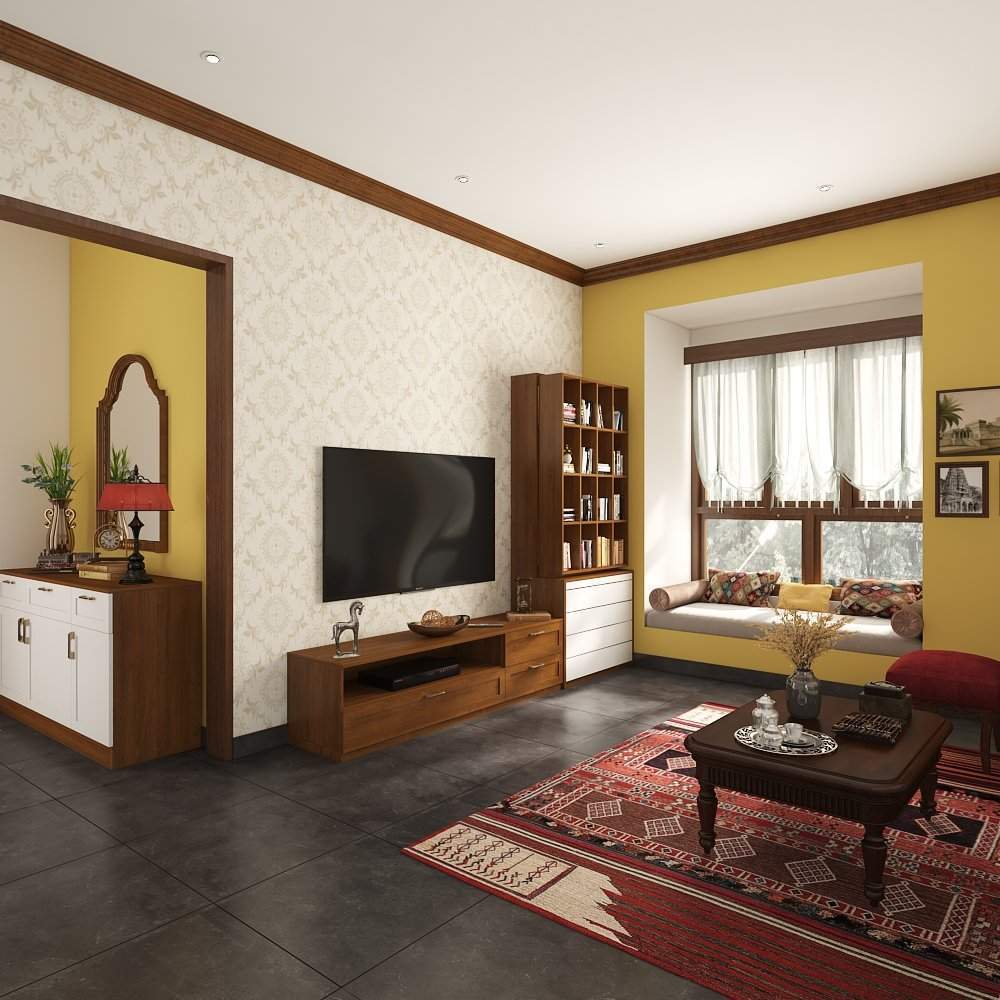 Top interior design company in Thoraipakkam Chennai designed a living room with TV unit