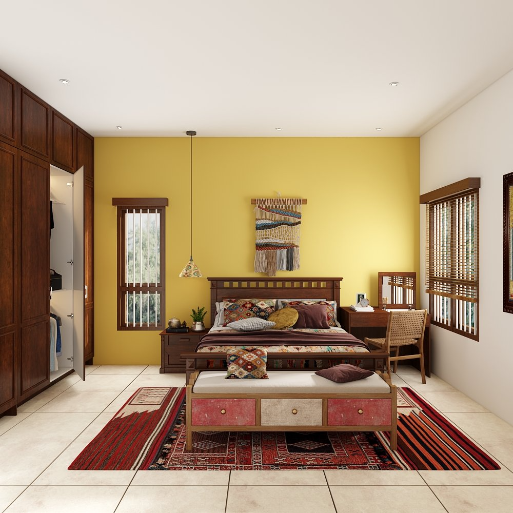 Top interior designers in Anna Salai designed a bedroom with study cum vanity unit