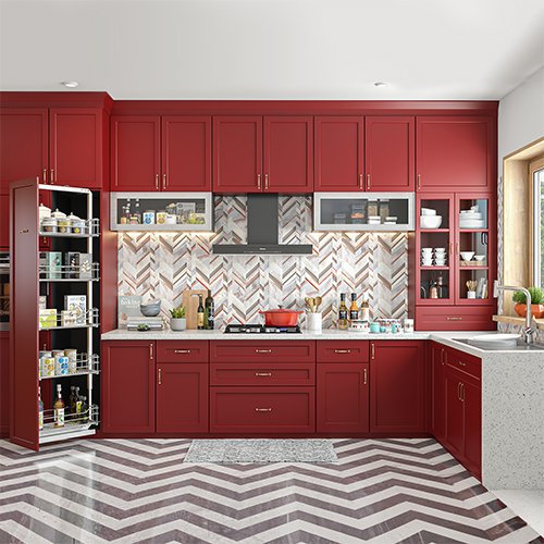 Top interior designers in Gachibowli, Hyderabad, designed a kitchen with pantry pullout