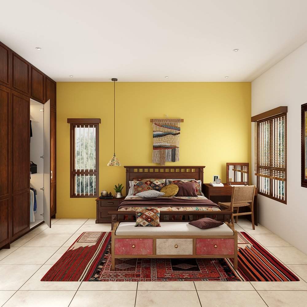 Top interior designers in Thoraipakkam designed a bedroom with study cum vanity unit