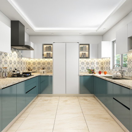 U shaped modular kitchen design for villas in Chennai Tambaram