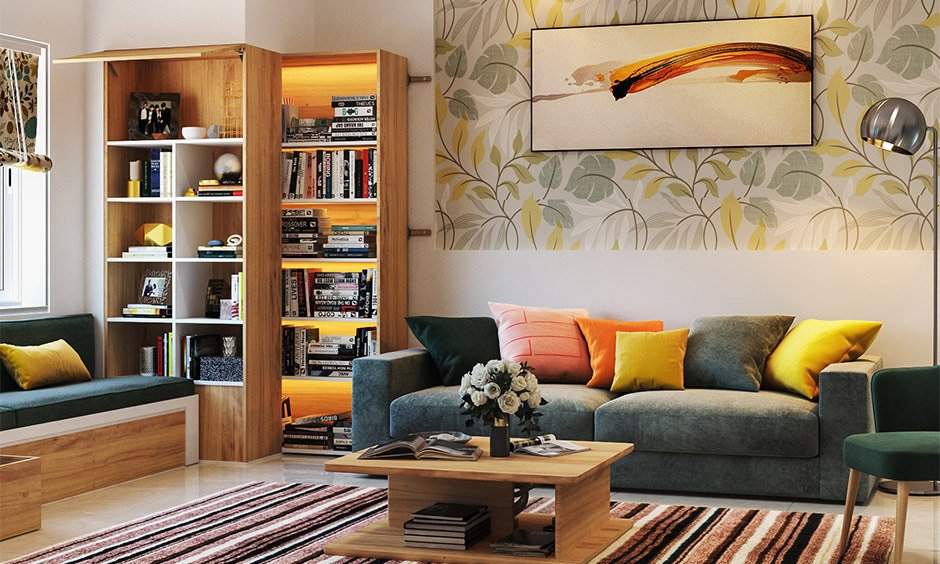 Modern living room interior design style with plush couches