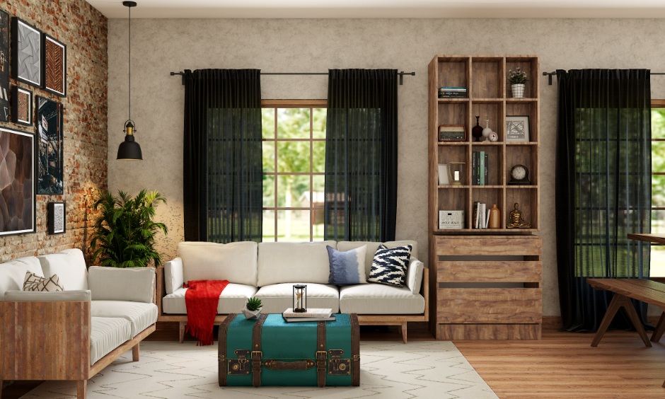 Rustic living room showing how the right interior design style trends create a cohesive, warm, and connected home.