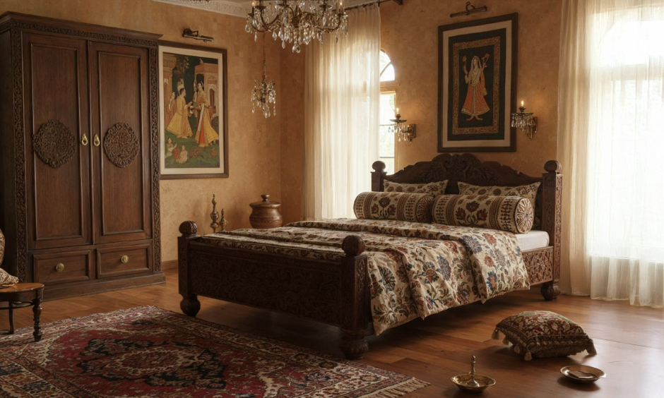 Light neutral POP colour combination for warm and bright low light bedroom interiors